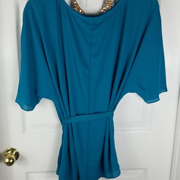 Worthington, Teal tunic top with tie belt, size OX - Picture 4 of 5